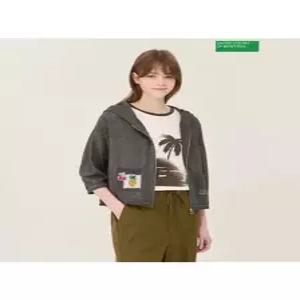 베네통 메쉬 자카드 크롭 니트 가디건 BAKCA5631