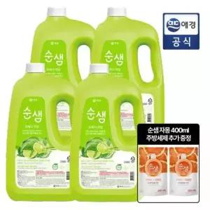(순샘)순샘 주방세제 라임 3L 용기 x 4개 + 400ml 추가 증정