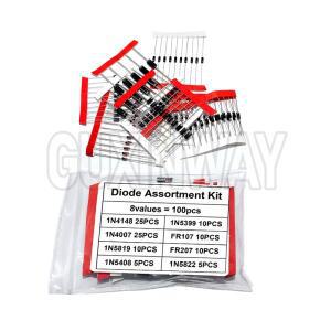 100PCS 8 값 다이오드 전자 부품 키트 고속 스위칭 숏키 세트 1N4148 1N4007 1N5819 1N5399 1N5408 1N5822