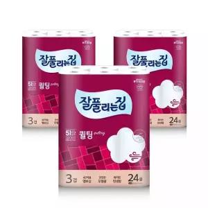 잘풀리는집 더도톰한3겹 퀼팅 와이드(107mm), 30m, 24롤, 3개