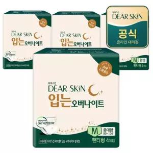 깨끗한나라 디어스킨 에어엠보 입는오버나이트 뉴 중대형 4개입x4팩