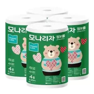 모나리자 녹스 점보롤 화장지 2겹 220m 4롤 4팩