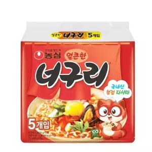 농심 얼큰한 너구리 120g 5입 x 8개 멀티 라면