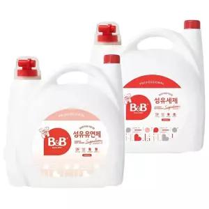 비앤비 BB 섬유 세탁세제 시그니처향 5.5LX1개 + 섬유유연제 자스민 로즈향 5.5LX1개 유아 성인 온가족