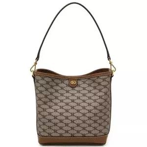 [헤지스](센텀시티점)브라운 H 금장 로고 시그니처 패턴 미니 버킷백 HIWA6F810W2