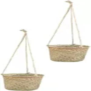 Milisten 2pcs 손으로 짠 꽃 바구니 천연 래탄 행잉 수납 홈 데코 벽 배치 및 다용도 거실 쇼핑몰