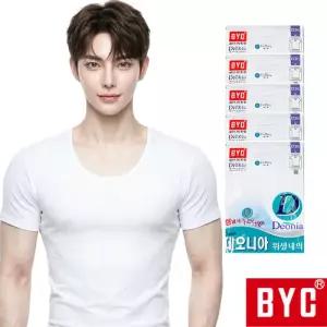 BYC 남성 반팔 런닝 5매 데오니아 순면 땀냄새 제거 항균소취 기능성 메리야스 남자 티셔츠 5S_BYD7002