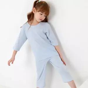 [하프클럽/아트박스]아트박스/프리미에팜 아동용 오가닉 순면 심플 7부 실내복 상하세트BL
