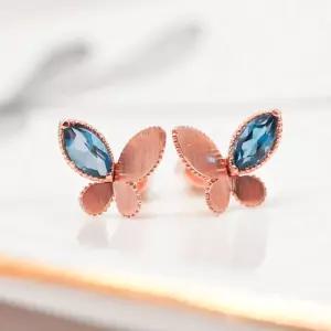 14k 런던블루 토파즈 나비 귀걸이 OPDLE2175