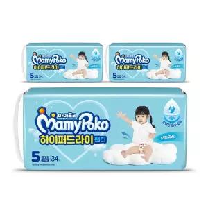 마미포코 하이퍼 드라이 팬티 기저귀 특대형 여아 34P 3팩 GST