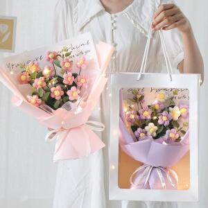 졸업꽃다발 크로셰 꽃 조명 부케 수제 짠 니트 영원한 크리스마스 선물
