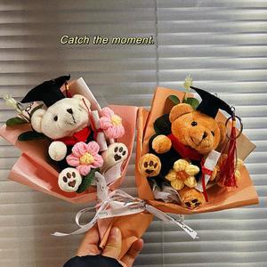 졸업꽃다발 인형용 크리스마스 꽃 부케 졸업 결혼식 하객 선물 영원한 생일
