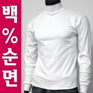 남성 국내산 면 코마사 목폴라티 반폴라 목티