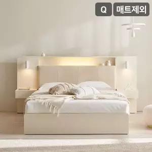 [삼익가구]더메인 LED 프리미엄 가죽헤드 수납 호텔 침대(매트제외-퀸)