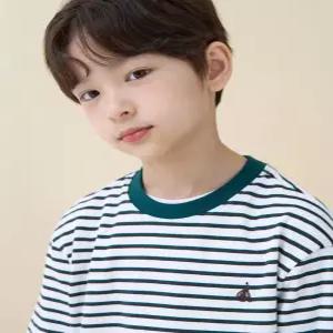 BI6342U10M 빈폴 키즈 상의 멀티 스트라이프 반소매 티셔츠 그린 U10M 6196256