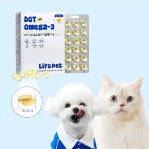 라이프펫 강아지 고양이 도트 알티지 오메가3 100mg 초소형 영양제 90캡슐 1박스
