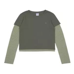 더콜디스트모먼트 TCM stripe layered long sleeve green 4983053