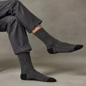 닥스 액세서리 26FW [남성중목3족]블랙&그레이 꽈배기 남성 중목양말 3종세트 DCSS6F552G2