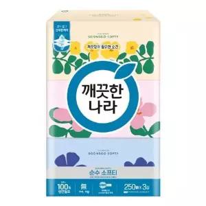 깨끗한나라)순수소프티미용티슈(250매X3개)