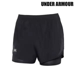 UNDER ARMOUR 여성 플라이바이 투인원 쇼츠 반바지 블랙 1382440-001