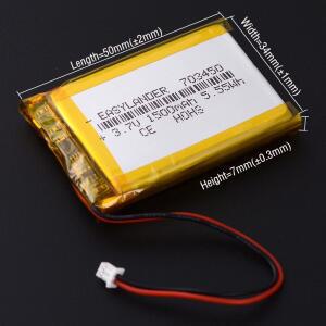 5개/몫 JST 1.25 2P 603450 3.7V 1200mAh 리튬 폴리머 이온 배터리 Lipo