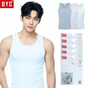 BYC 남성 런닝 5매 순면 후라이스 민소매 남자 나시 메리야스 셔츠 이너 주니어 회색 청색 5S_BYE1002 4554