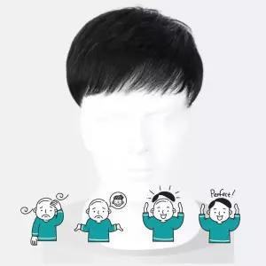 남성용 정수리 가발 인모 내추럴 스타일