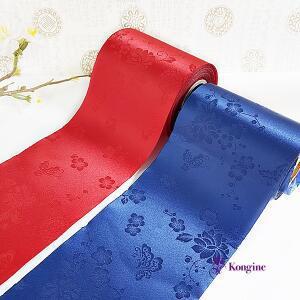 대빵 넓은 동백꽃 한복원단 리본(10cm)/한복치마/한복방향제/예단 포장 장식/전통포장용품/한복천