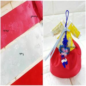 대빵 넓은 동백꽃 한복원단 리본(폭 10cm)/한복방향제