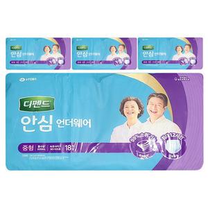 디펜드 안심플러스 언더웨어 성인기저귀 중형 18매 4팩