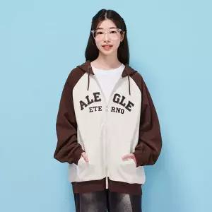 [에꼴리에] 여자 가을이월 루즈핏 배색라글란 후드점퍼(25C0151)