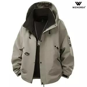 [위즈아이]남성 고프코어 후드 바람막이 점퍼 방수 자켓 봄 가을 등산 아웃도어 빅사이즈 WI247J