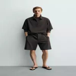 ZARA 테크니컬 지퍼 폴로셔츠 - 초콜렛 6861/692/717