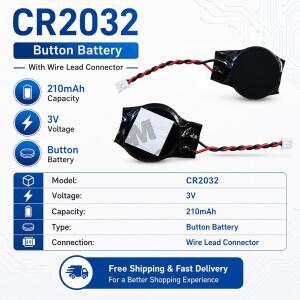 CR2032W 라인 1.25 플러그 BIOS coms 버튼 셀 배터리 노트북 마더보드용 리튬
