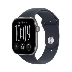 애플워치 12 GPS 46mm 스페이스 그레이 알루미늄, 네이비 블루 스포츠 밴드 (S/M) MJEH4KH/A