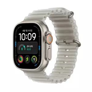 애플워치 울트라 4 셀룰러 49mm 내추럴 티타늄, 트렌스루센트 그레이 오션 밴드 MJAD4KH/A