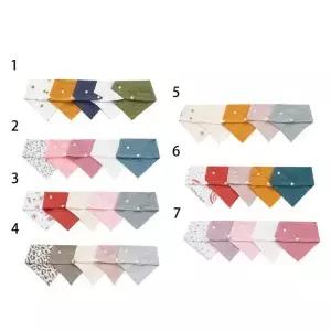 5pcs 타액 수건 부드러운 목화 트림 천 손수건