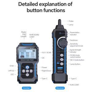 노야파 NF-8209Pro 네트워크 케이블 탐지기 길이 측정 PoE 테스터 단선/단락/교차 감지기 rj45 커넥터