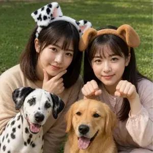 강아지귀 머리띠 귀여운 동물 헤어밴드 생일파티 학예회 놀이동산