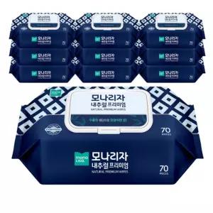 모나리자 물티슈 내추럴 고평량 80gsm 캡형 70매 10개 BNS