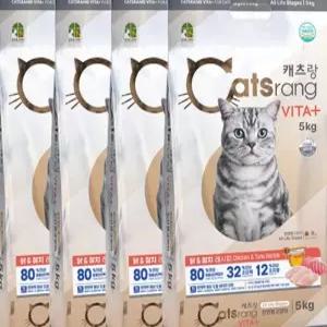 캐츠랑 비타플러스 고양이사료 대용량 길고양이 전연령 닭고기+참치, 5kg, 4개