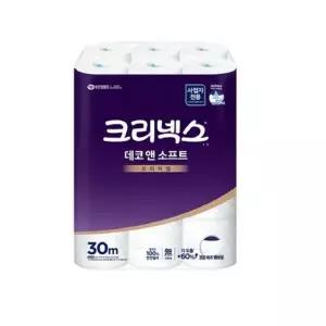 [하프클럽/셀러허브]크리넥스 데코앤소프트 화장지 30m 24롤 두루마리 3겹