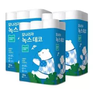 [하프클럽/셀러허브]모나리자 녹스 3겹 데코 30M 30롤 3개 총90롤 화장지