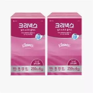 [하프클럽/셀러허브]크리넥스 실크소프트 플러스 미용티슈 250매 (6입)