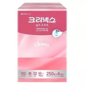 [하프클럽/셀러허브]크리넥스 실크소프트 플러스 미용티슈 250매 (6입)