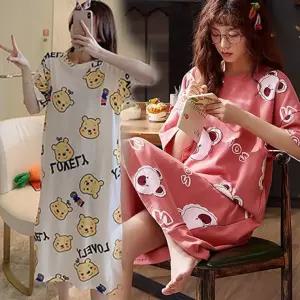 여성 잠옷 루즈핏원피스잠옷 여름 세트 극세사 수면