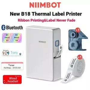 무선 휴대용 컬러 라벨 프린터 NIIMBOT B18 열전사 기술 리본 인쇄 멀티