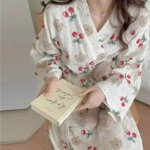 [옷자락]옷자락 미니멀 체리앤베어 로브 빅사이즈 샤워가운 미니멀