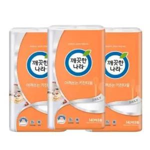 깨끗한나라 데일리 아껴쓰는 키친타올 140매 8롤 x 3팩