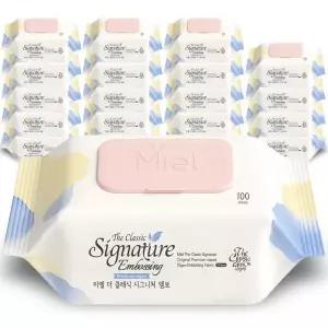 미엘 더 클래식 시그니처 엠보싱 물티슈 평량55g 100매 20팩